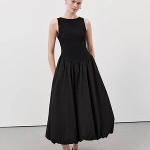 DISSH JAMES BLACK BUBBLE MIDI DRESS